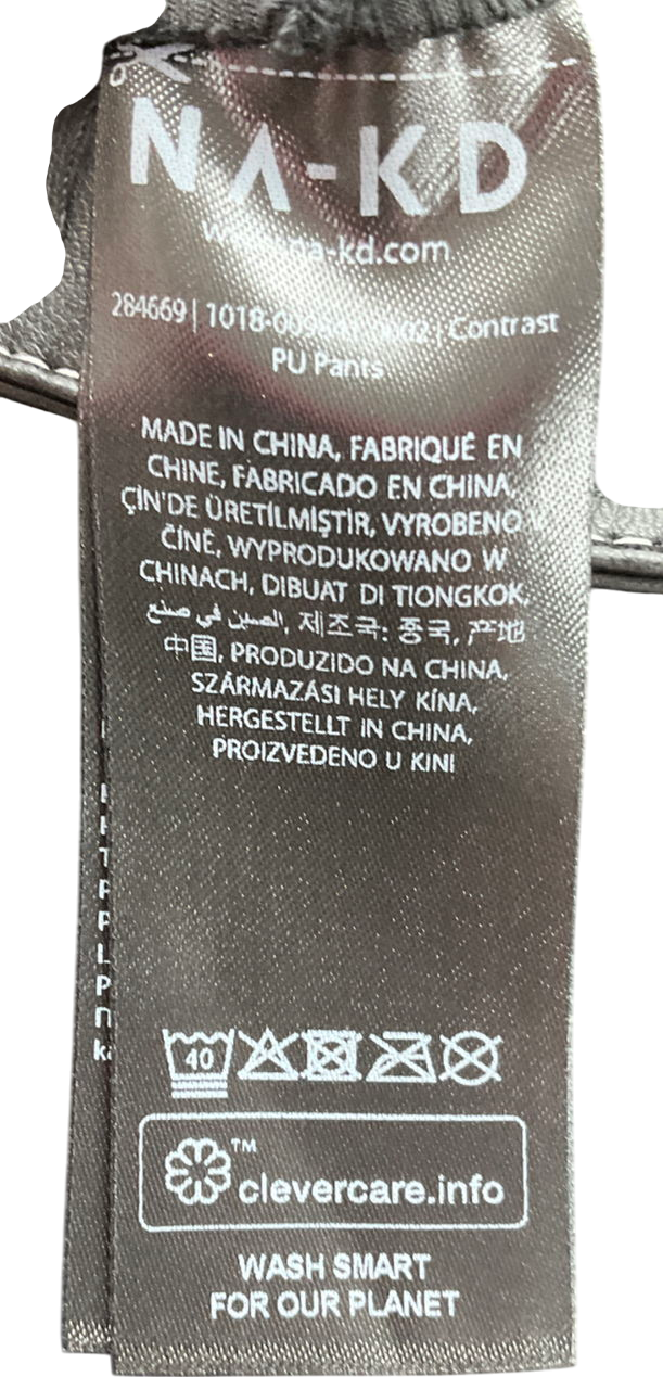 NA-KD Black Straight Fit Pu Trousers KU 8