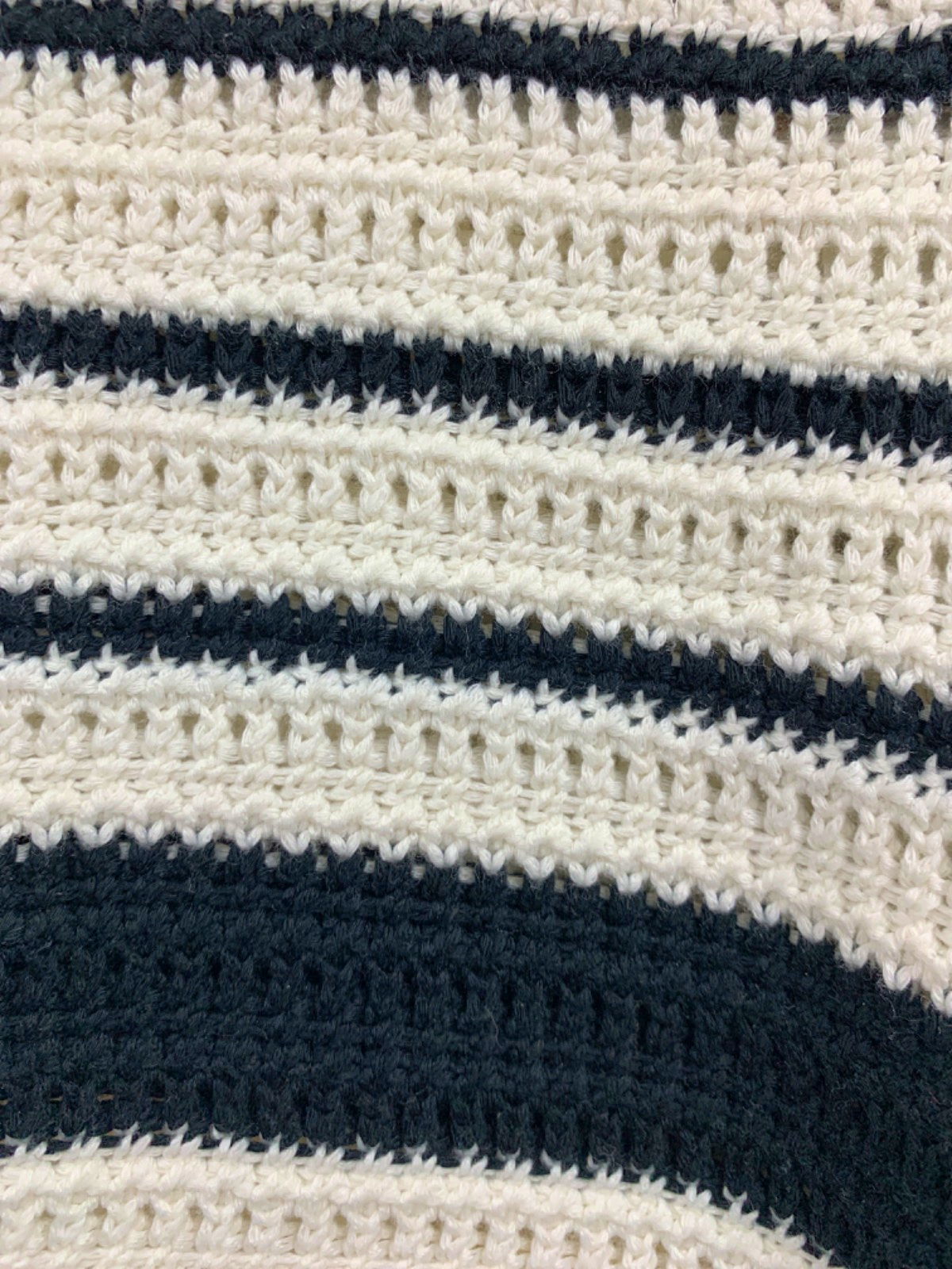 Meshki Black/White Striped Crochet Shorts UK S