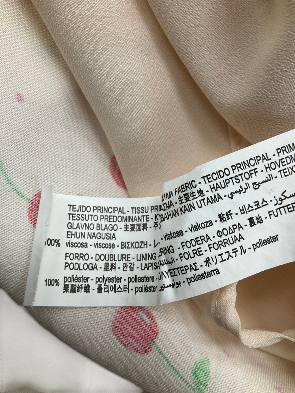 ZARA Cream Cherry Print Dress UK M