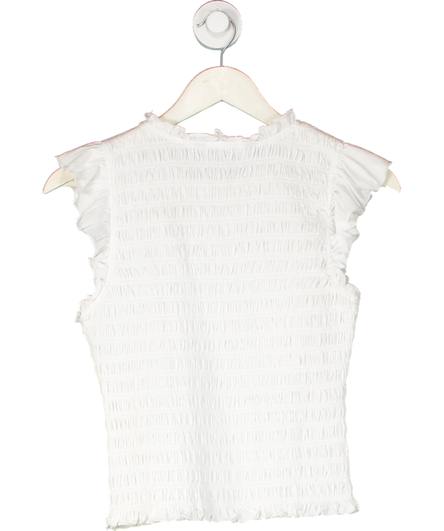 Veronica Beard White Shirred Sleeveless Top UK XS