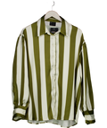 ASOS Design Oversized Olive Green & Ivory Stripe Satin Shirt UK 16