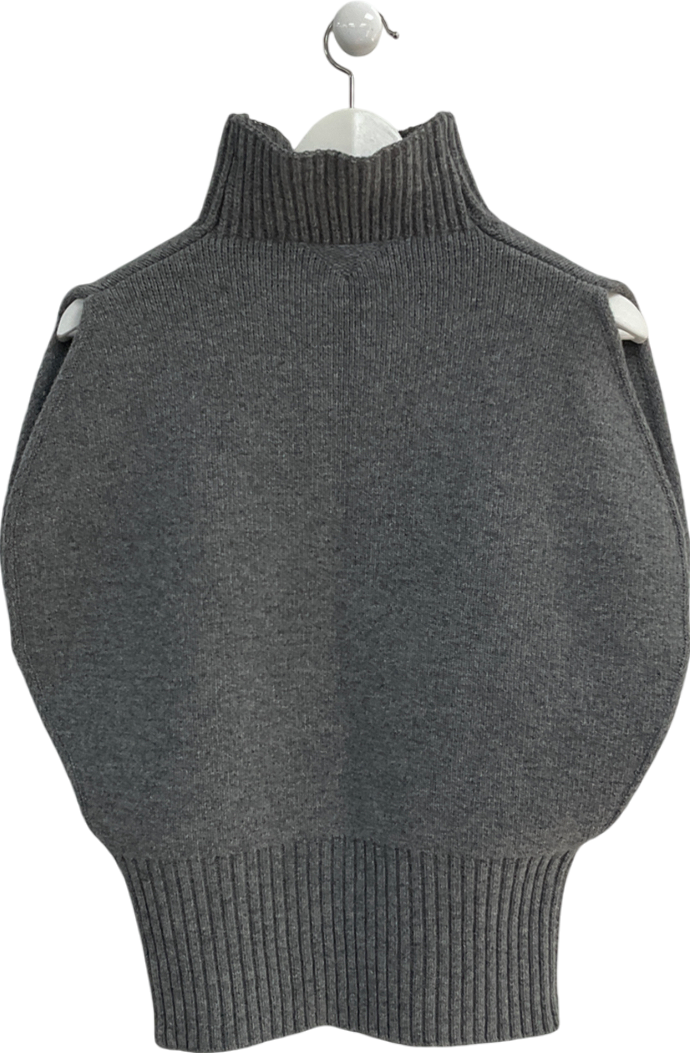 understanding Grey High Neck Ribbed Sleeves Tank Top UK S/M