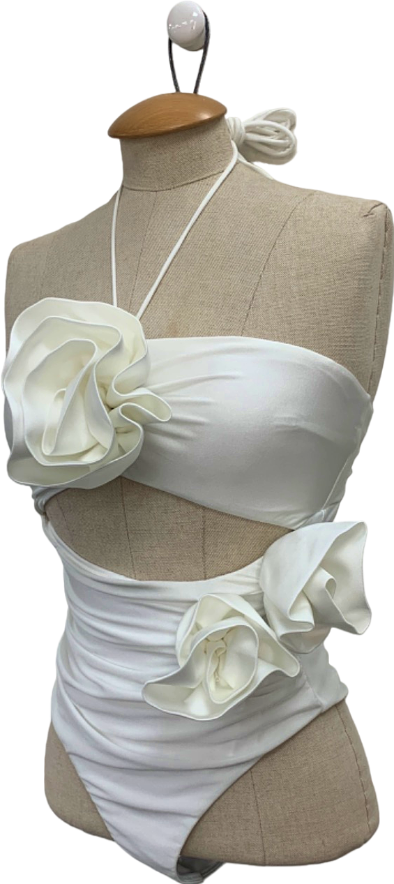 Karen Millen White Floral Cut-Out Swimsuit XS