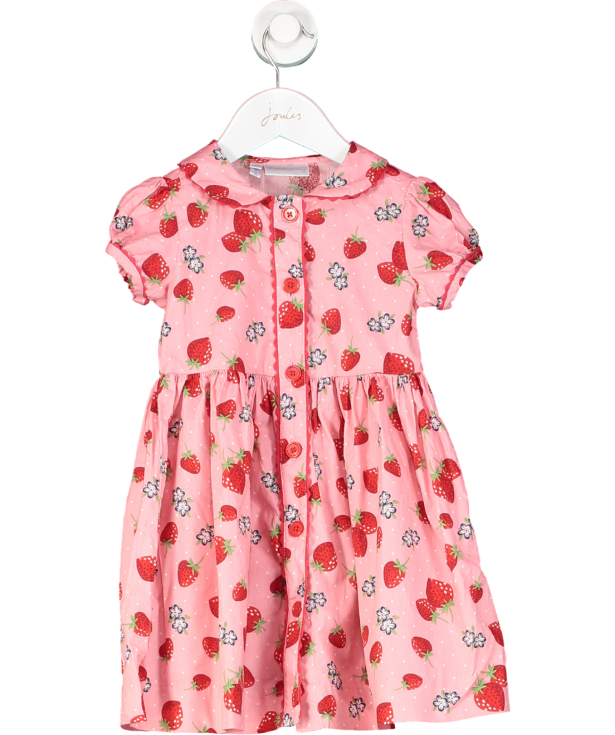 Rachel Riley Pink Floral And Strawberry Print Cotton Dress 3 Years