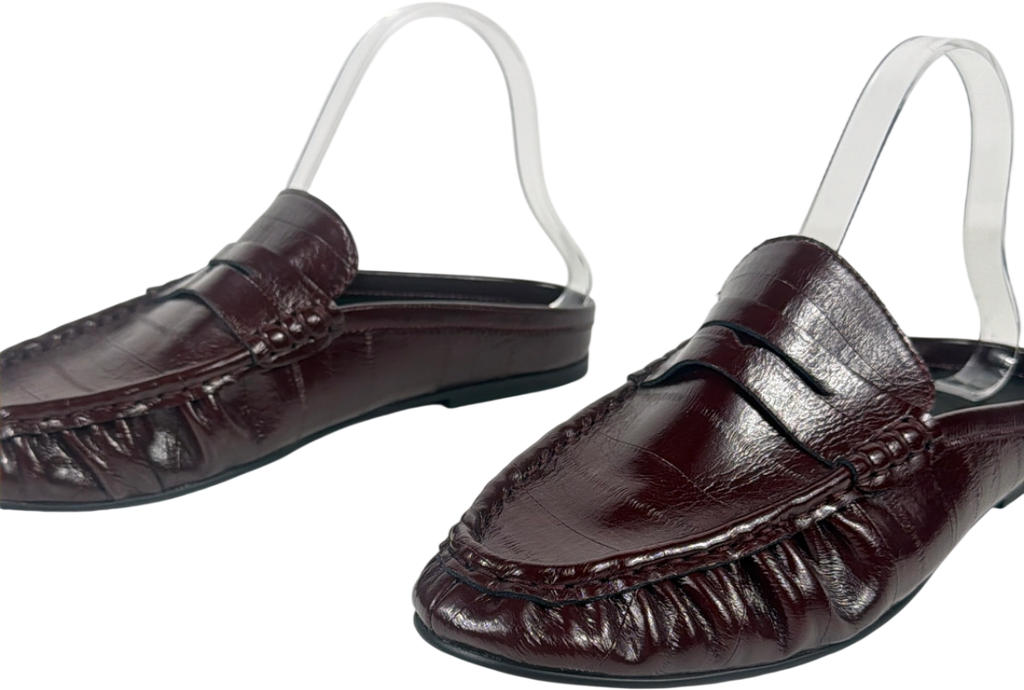 STEVE MADDEN Red Ruched Mule Loafers In Burgundy UK 6 EU 39