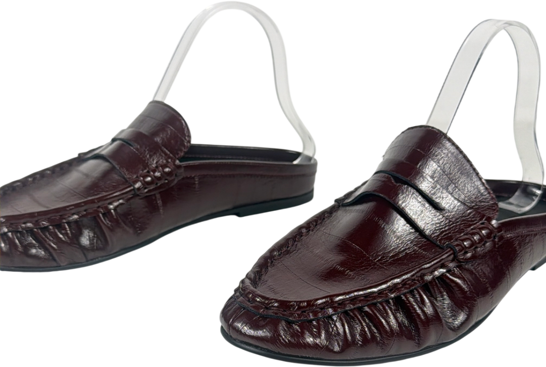 STEVE MADDEN Red Ruched Mule Loafers In Burgundy UK 6 EU 39