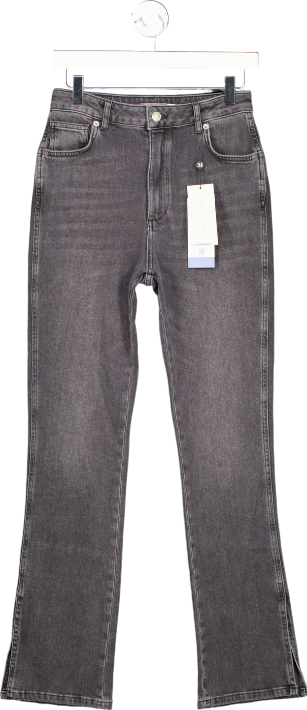 Mint Velvet Washed Black Split Hem Slim Jeans UK 10
