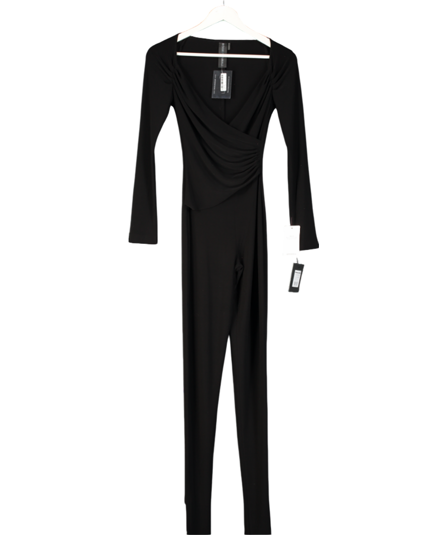 Norma Kamali Black Longsleeve Sweetheart Catsuit UK XS