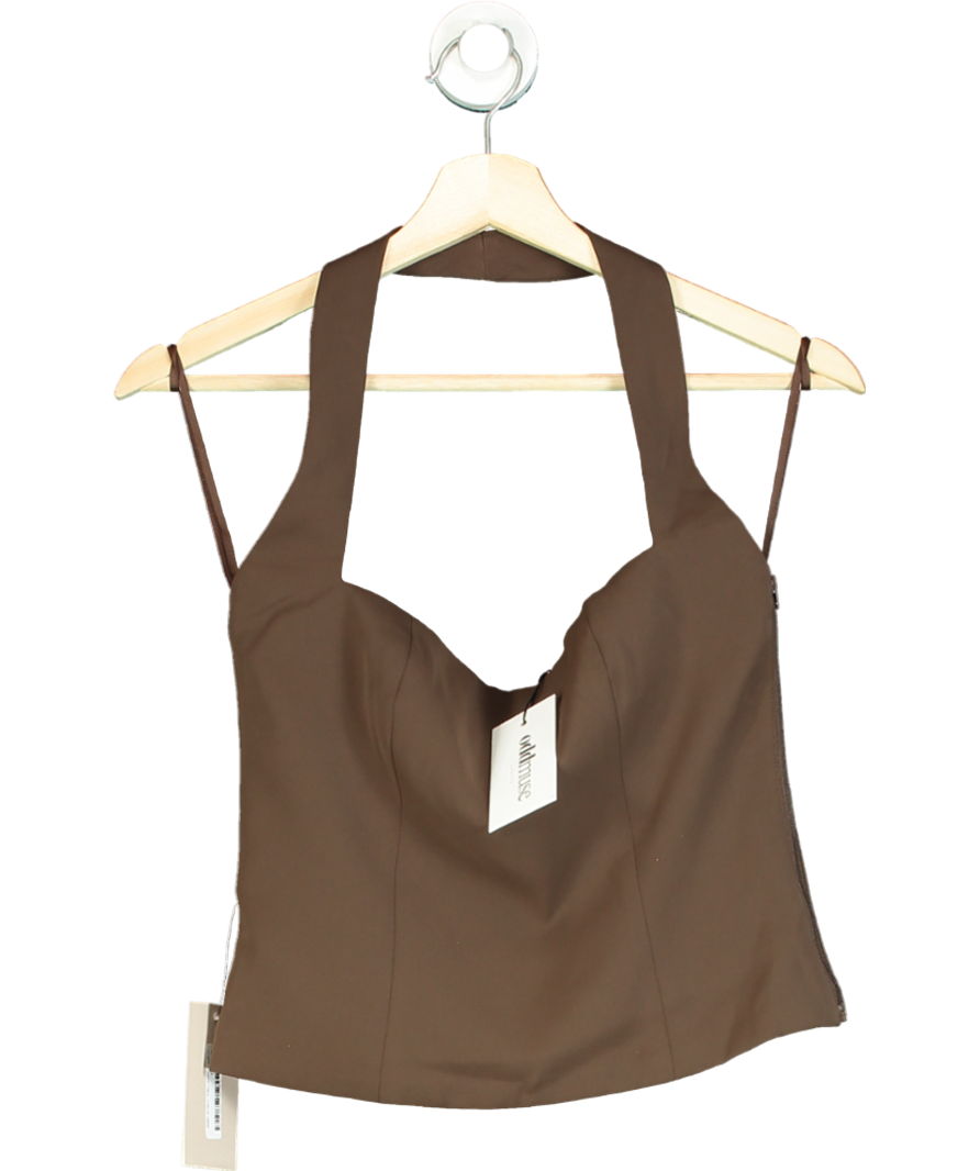 OddMuse Brown The Ultimate Muse Halterneck Twill Top UK S