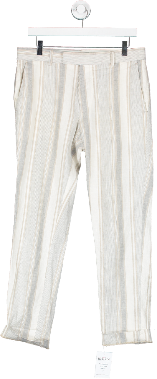 ASOS Beige Linen Blend Striped Trousers W32
