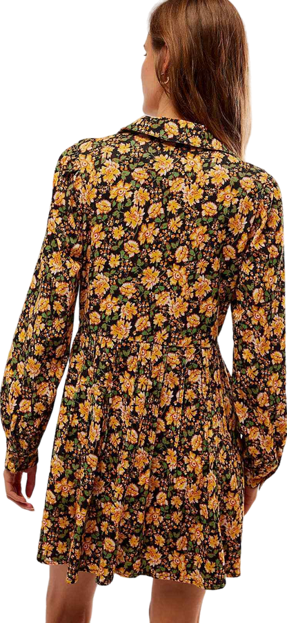 Free People Yellow Floral Marvelous Mia Mini Dress UK 6