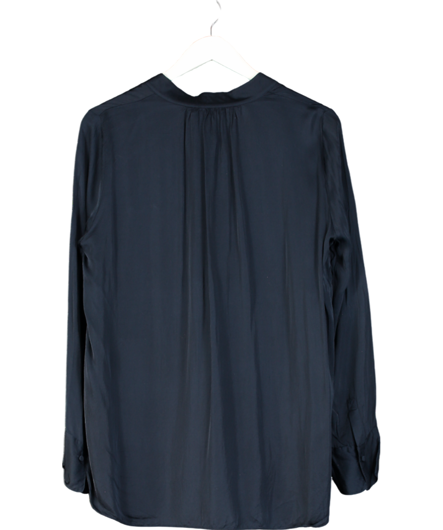 Winser London Navy Blue Viscose Satin Shirt UK M