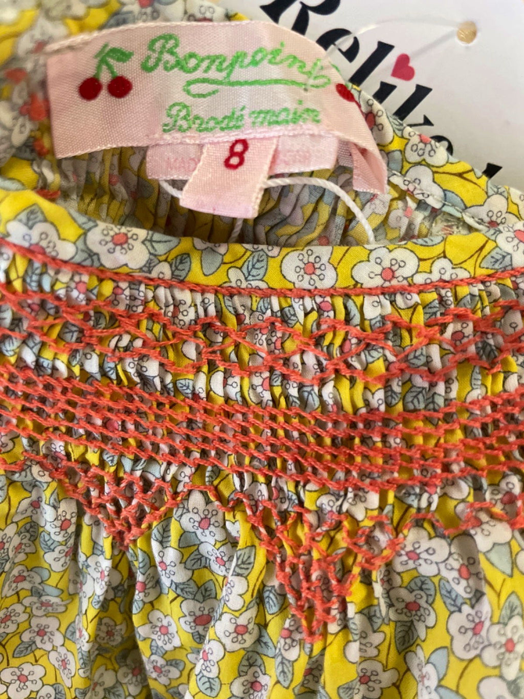 Bonpoint Yellow Floral Smocked Top 8 Years