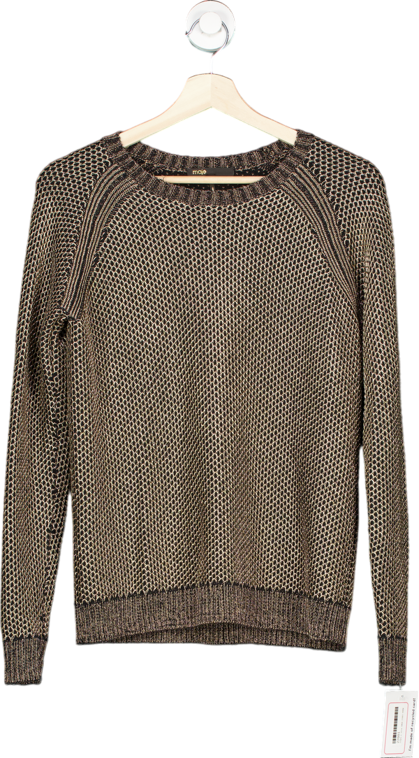 Maje Brown Metallic Knit Jumper Sz2 UK 10