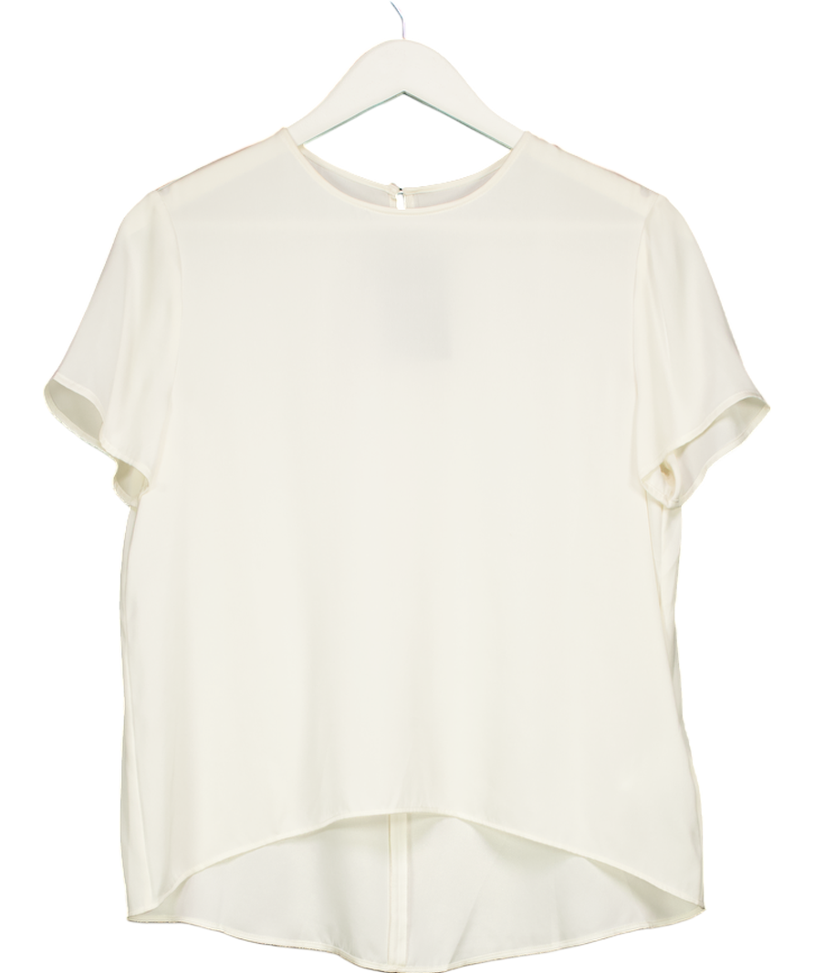 Goelia White 19 Momme Mulberry Silk Boat Neck Women Blouse UK 8
