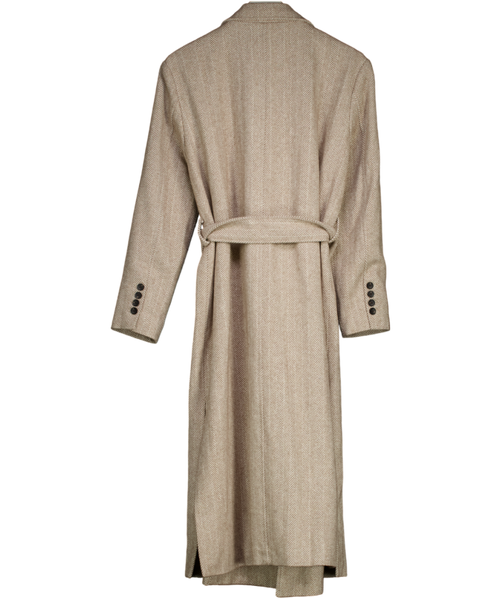 4th & Reckless Beige Herringbone Belted Coat One Size