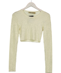 Aya Muse Cream Spara Crystal-embellished Cropped Top UK S