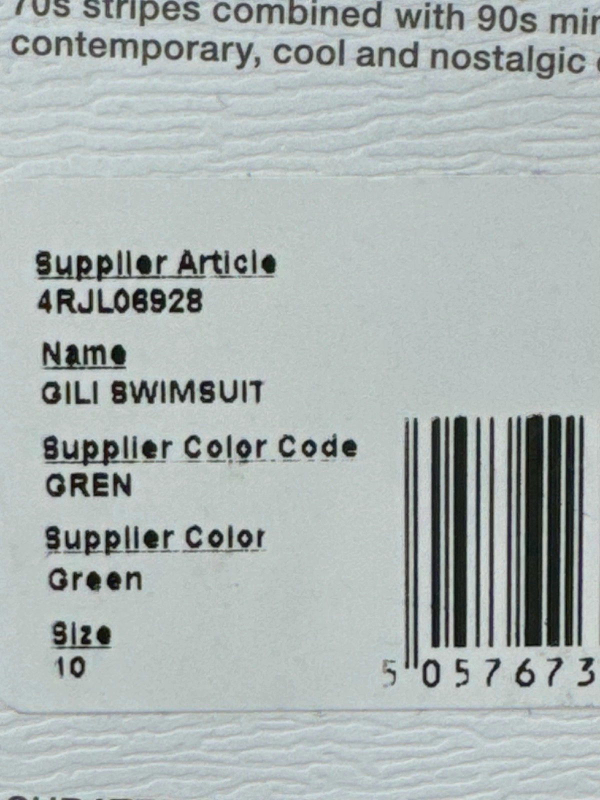 Postcards from Paradise Green Gili Swimsuit Size UK 10