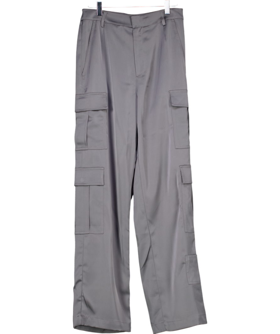 Cloeys Satin Cargo Trousers Grey UK 8