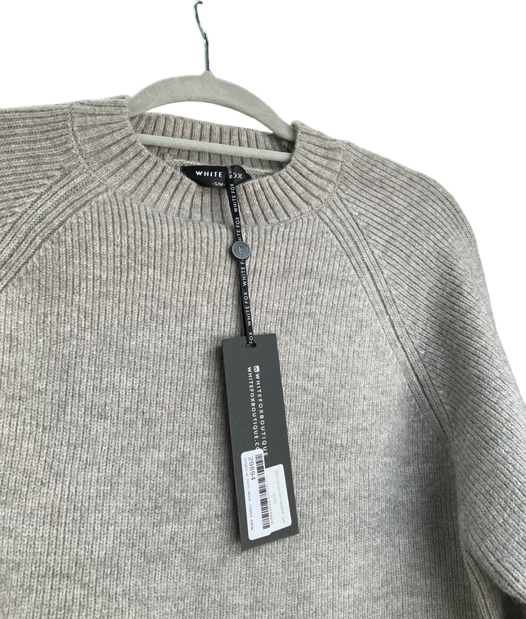 White Fox Grey Not Like Us Knit Sweater UK S/M