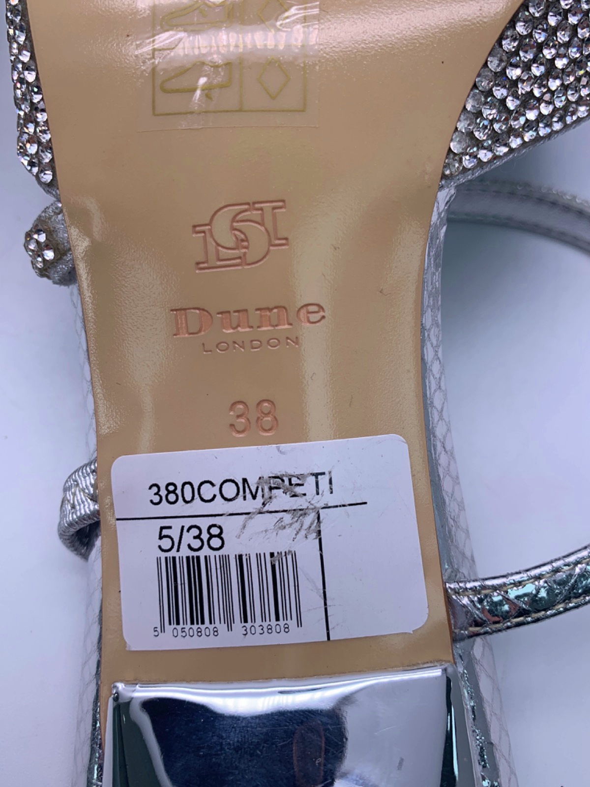 Dune Silver Competizione Pointed Heels EU 38 UK 5