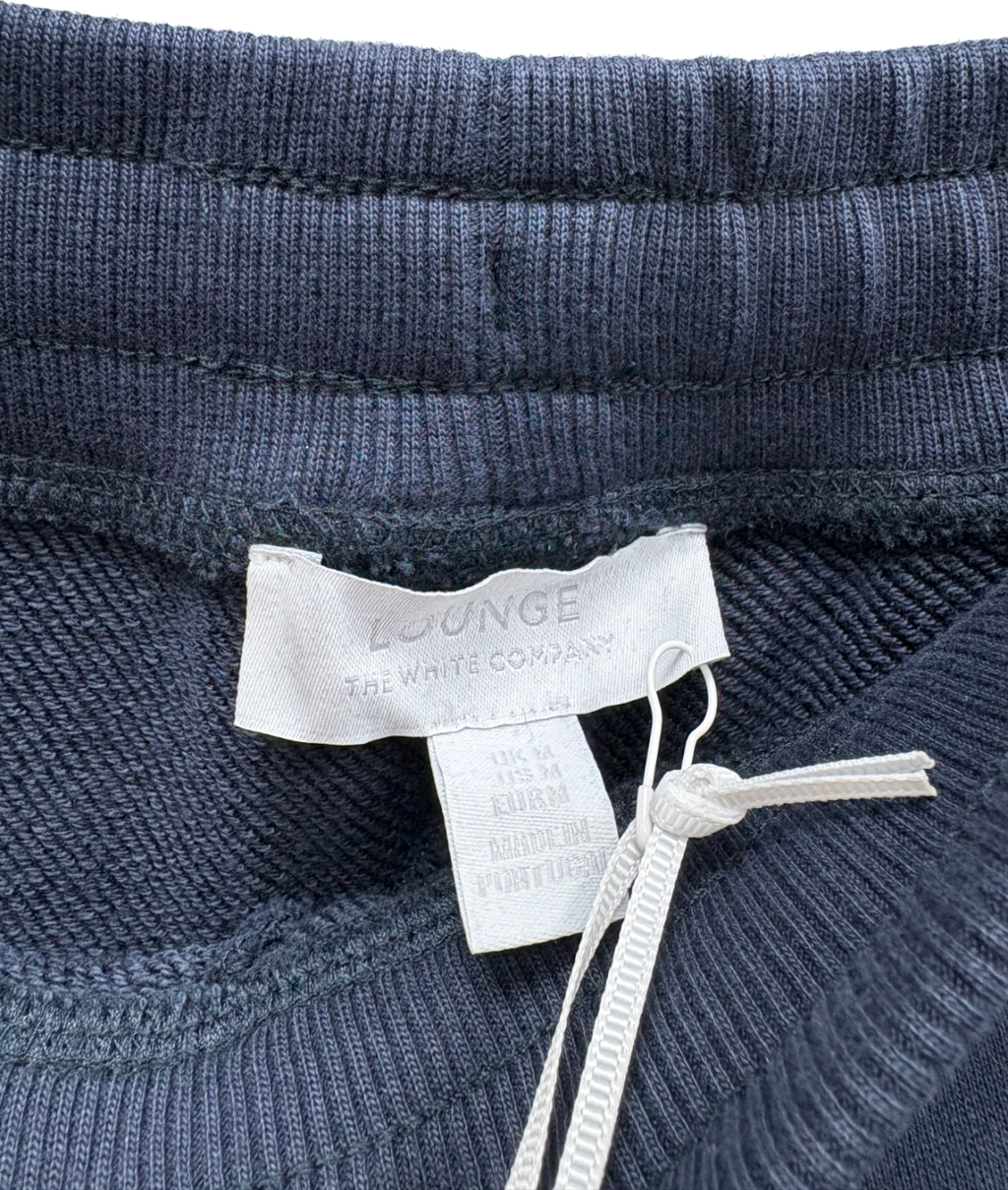 The White Company Blue Organic Cotton Travel Wide Leg Trousers UK M