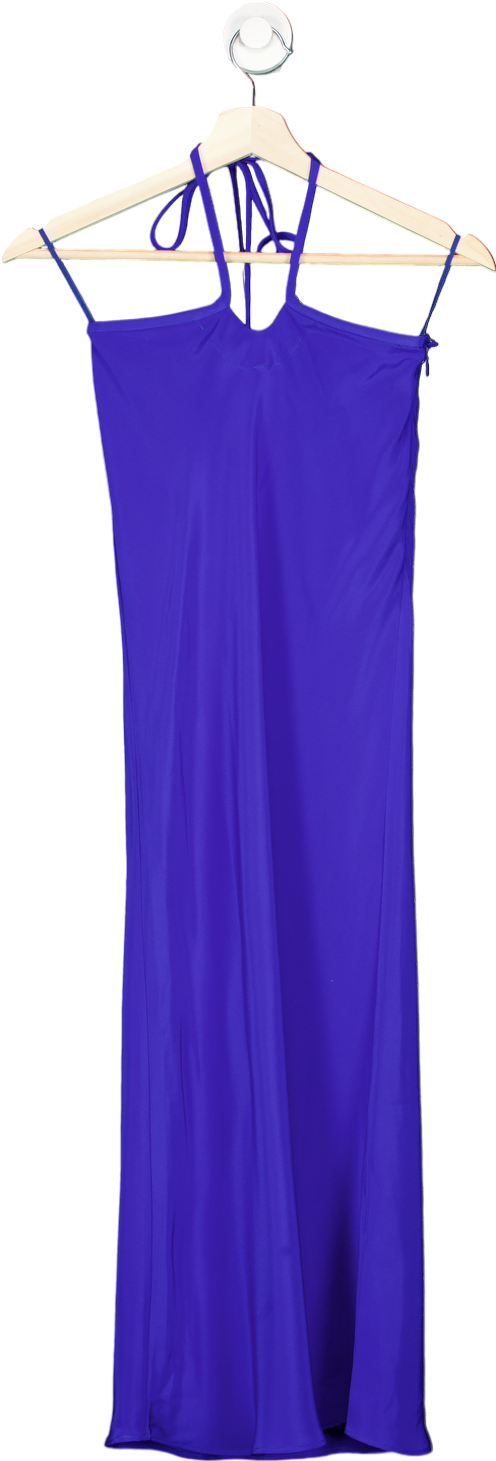 Christopher Esber Blue Silk Halterneck Dress UK 6