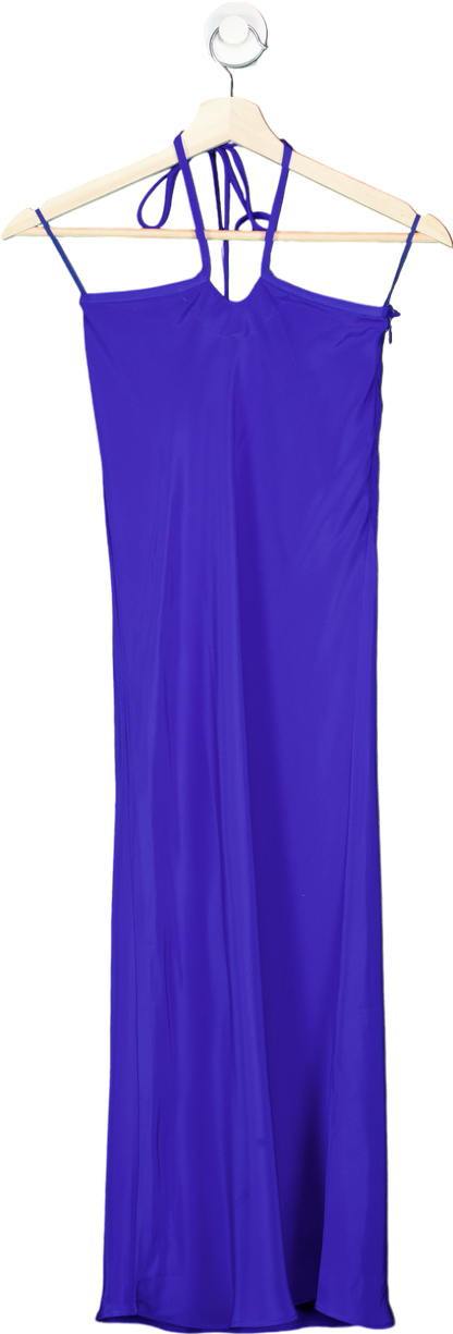 Christopher Esber Blue Silk Halterneck Dress UK 6