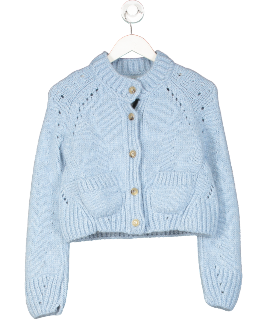 ERMANO SCERVINO Powder Blue Alpaca Button Cardigan UK XS