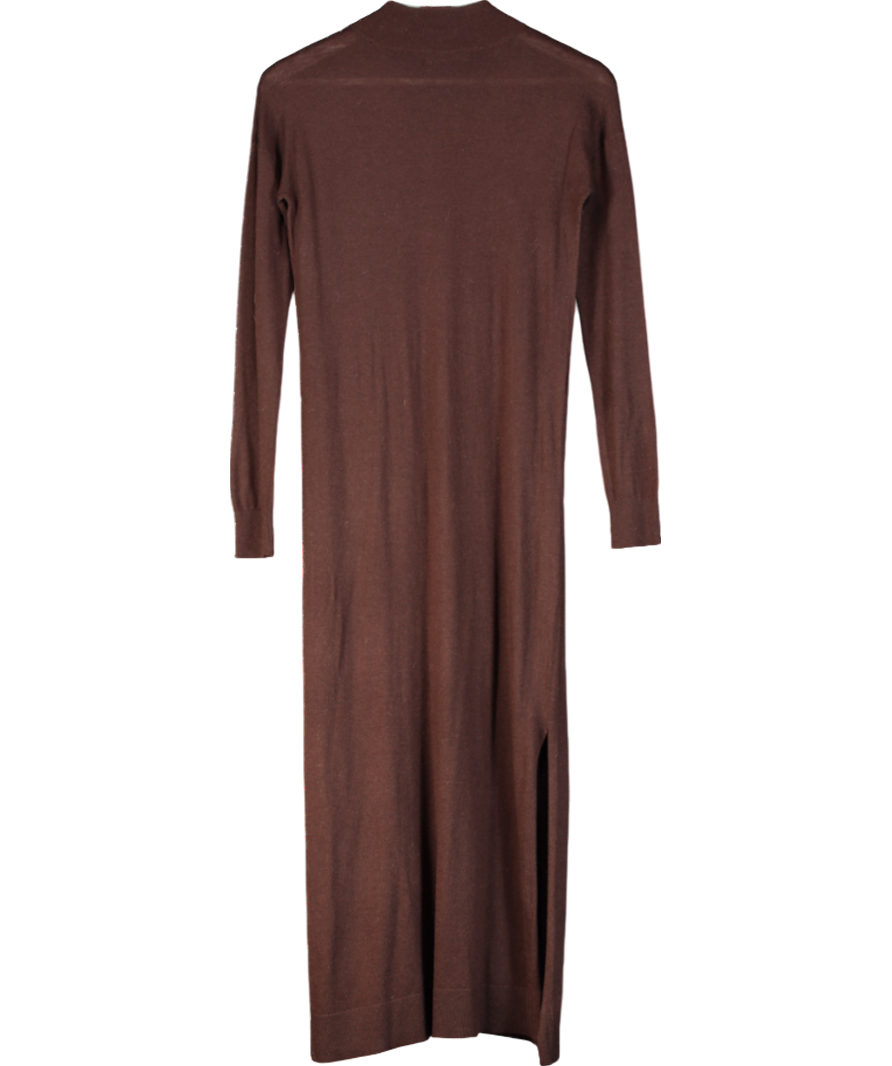 Karen Millen Brown Viscose Blend Swing Hem Knitted Midaxi Dress UK XS