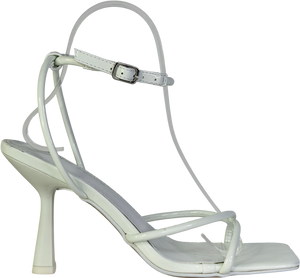 Public Desire White Patent Barely There Square Toe Mid Stiletto Heels UK 5 EU 38