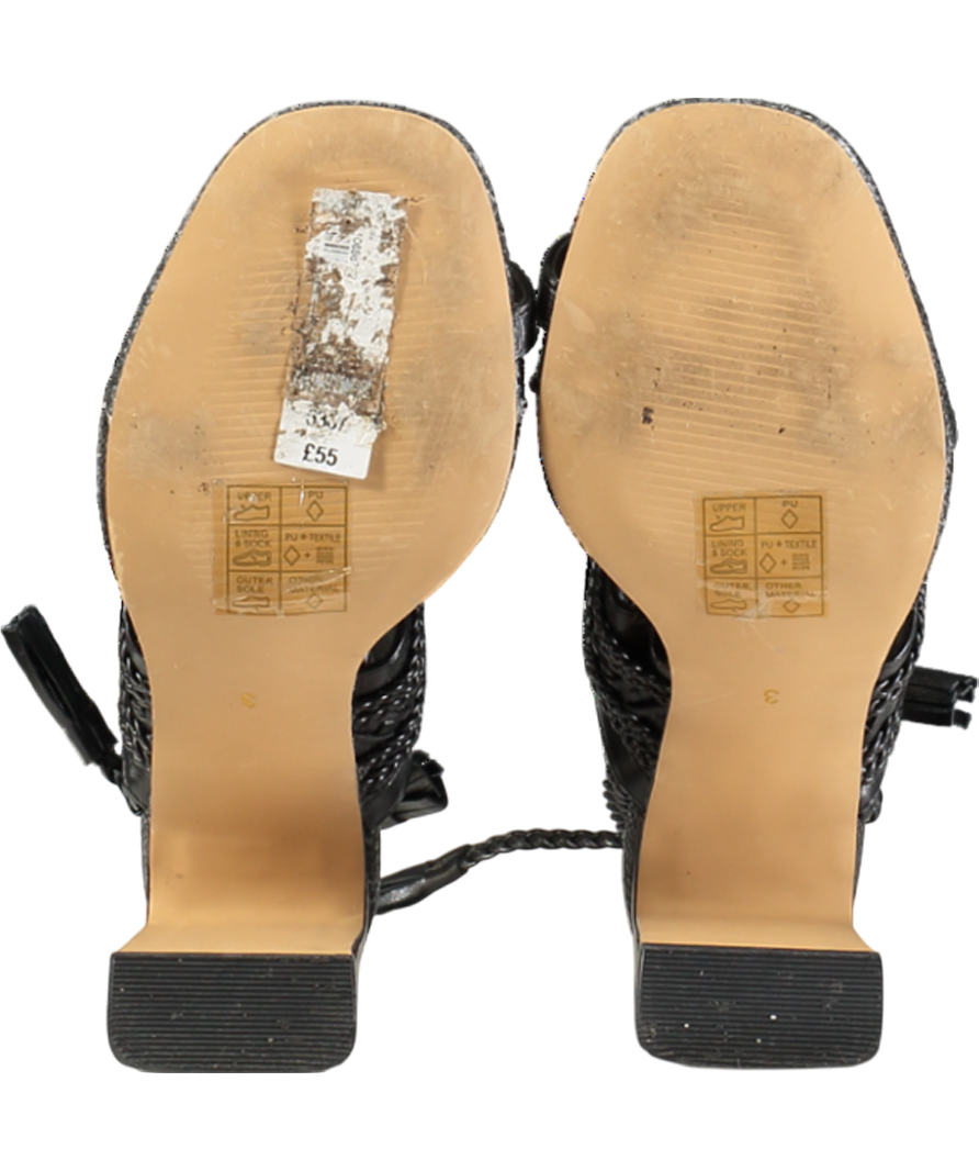 River Island Black Strappy Block Heels UK 3 EU 36 👠