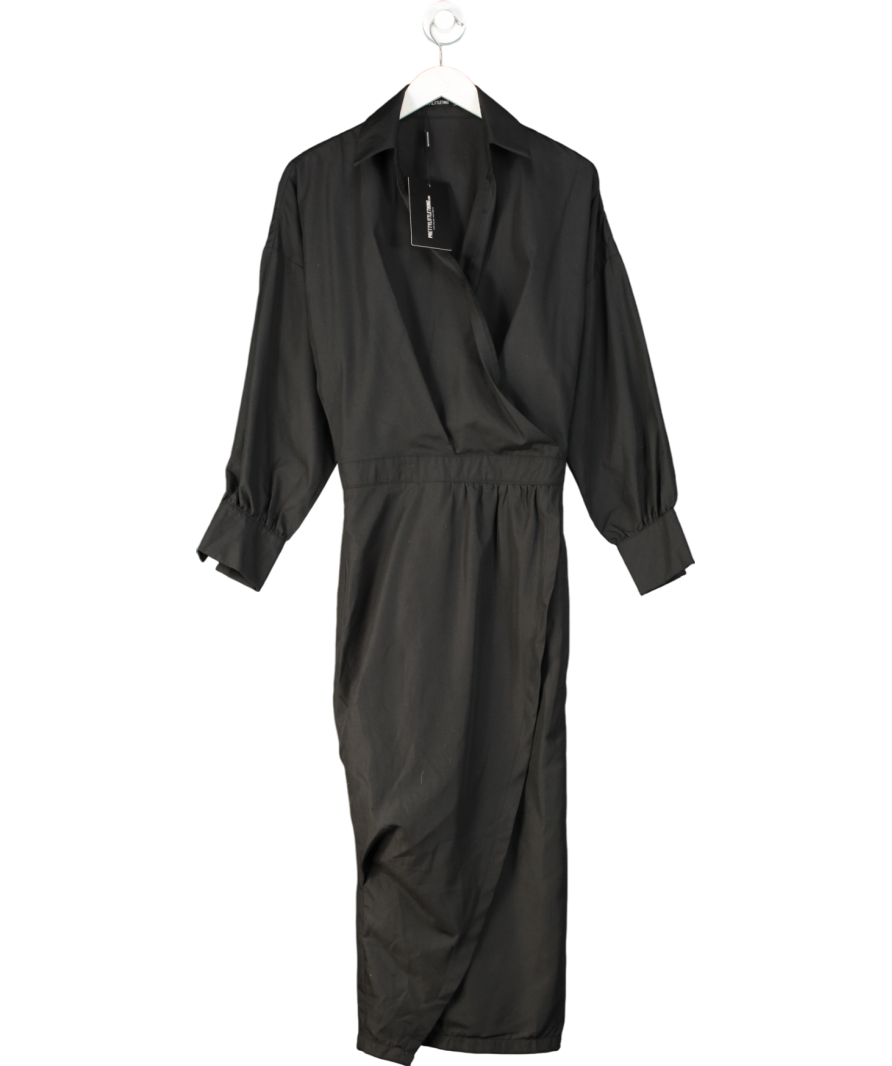 PrettyLittleThing Black Midi Shirt Dress UK 4