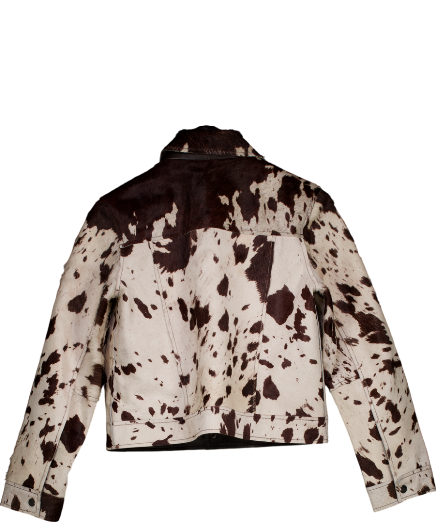 MANGO Brown 100% Leather Fur Jacket UK S