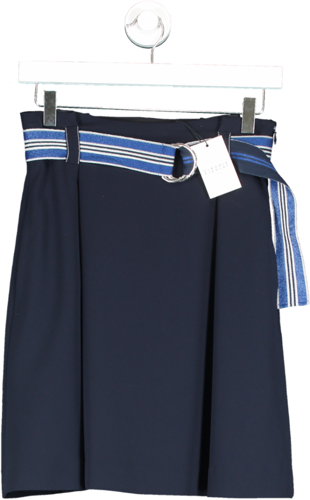 Claudie Pierlot Navy Blue Belt Detail Mini Skirt Bnwt UK 8