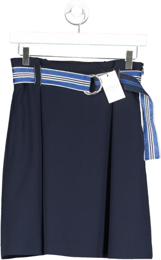 Claudie Pierlot Navy Blue Belt Detail Mini Skirt Bnwt UK 8