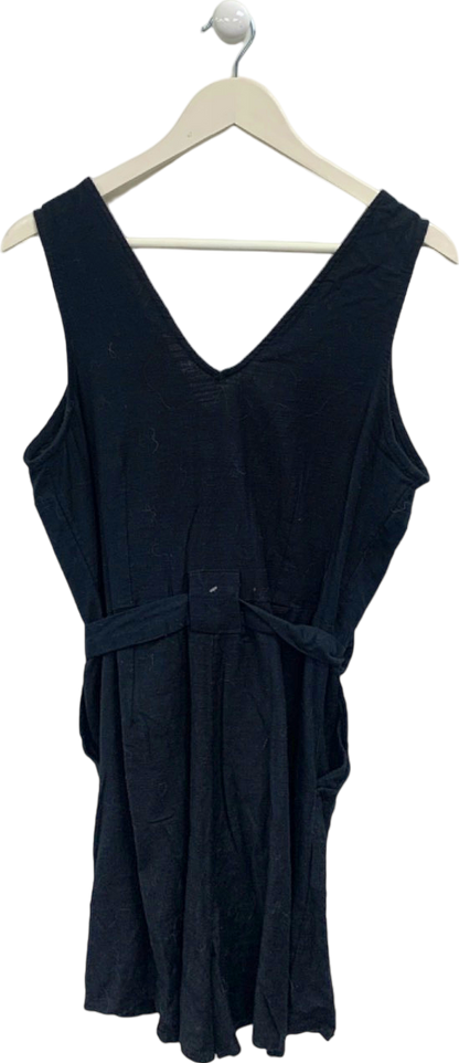 New Look Black Maria V-Neck Belted Playsuit UK 8