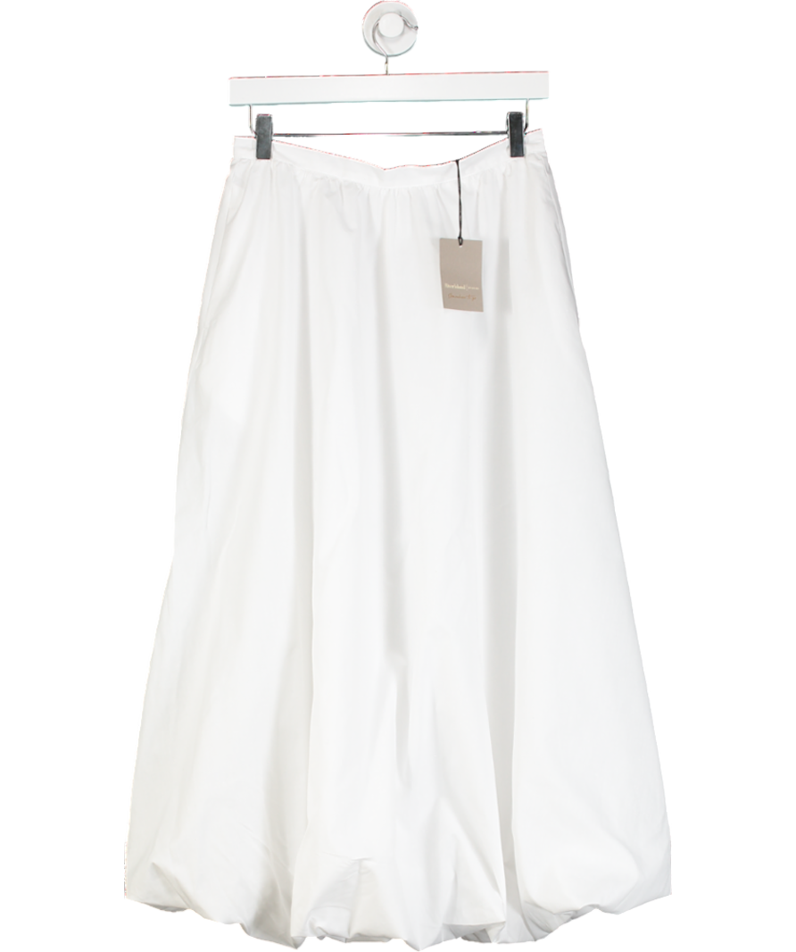 River Island White Bubble Hem Midi Skirt UK 8