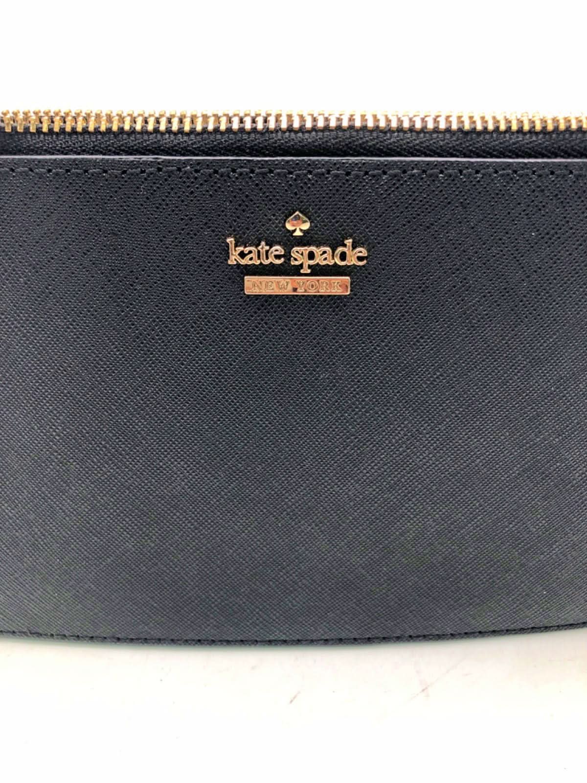 Kate Spade Black Leather Cameron Street Ariah Pouch bag with wrist strap