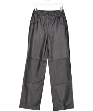 Topshop Black Straight Leg Faux Leather Vinyl Trouser UK 6