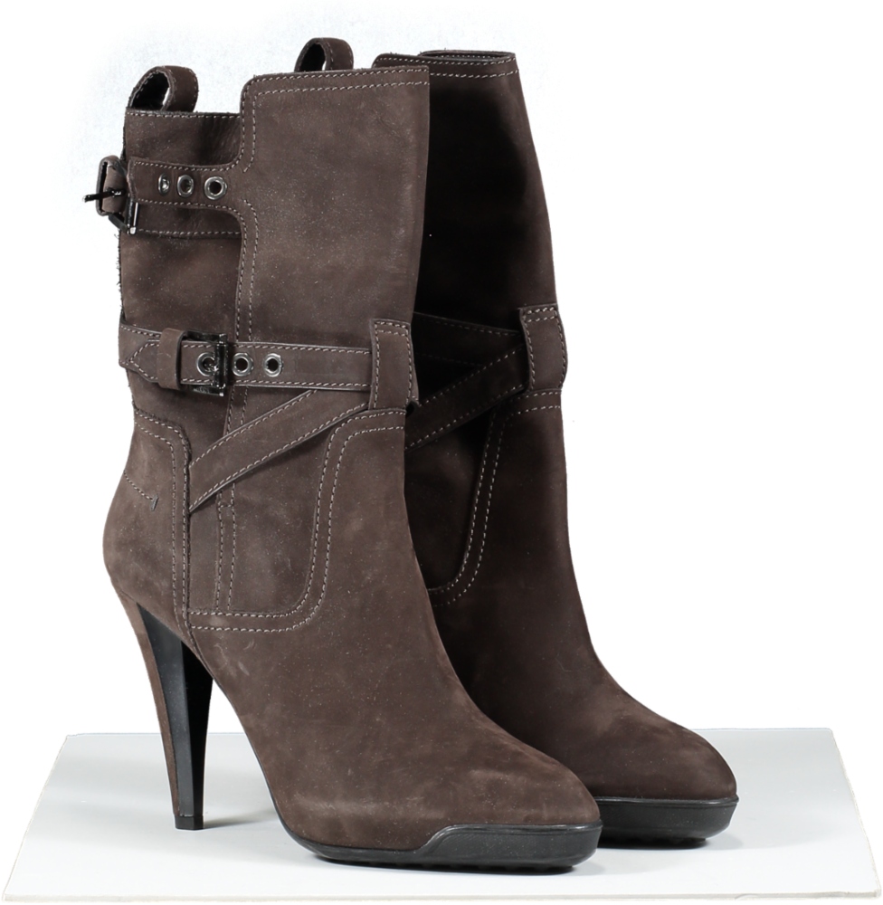 Tods Brown Pointy Tronchetto Suede Boots UK 7 EU 40 👠