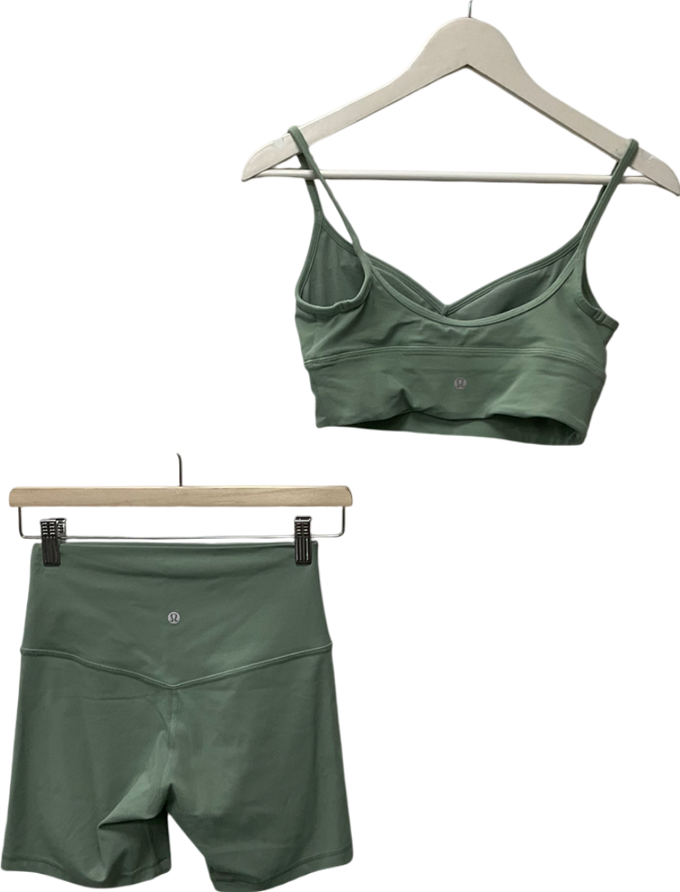 Lululemon Green High-rise Shorts UK 10 & Sports Bra UK 12