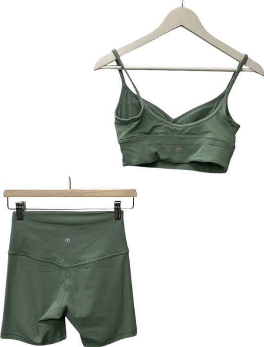 Lululemon Green High-rise Shorts UK 10 & Sports Bra UK 12