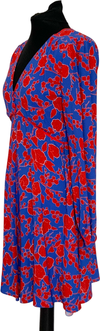 Pinko Blue / Red Floral Long Sleeve Dress UK 8