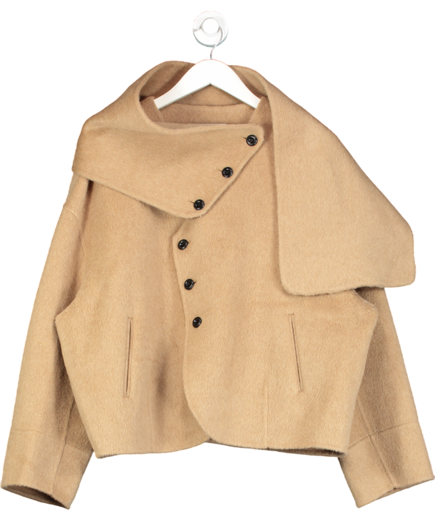 MAMU Studio Beige Sloane Short Wool & Cashmere Tan Coat One Size