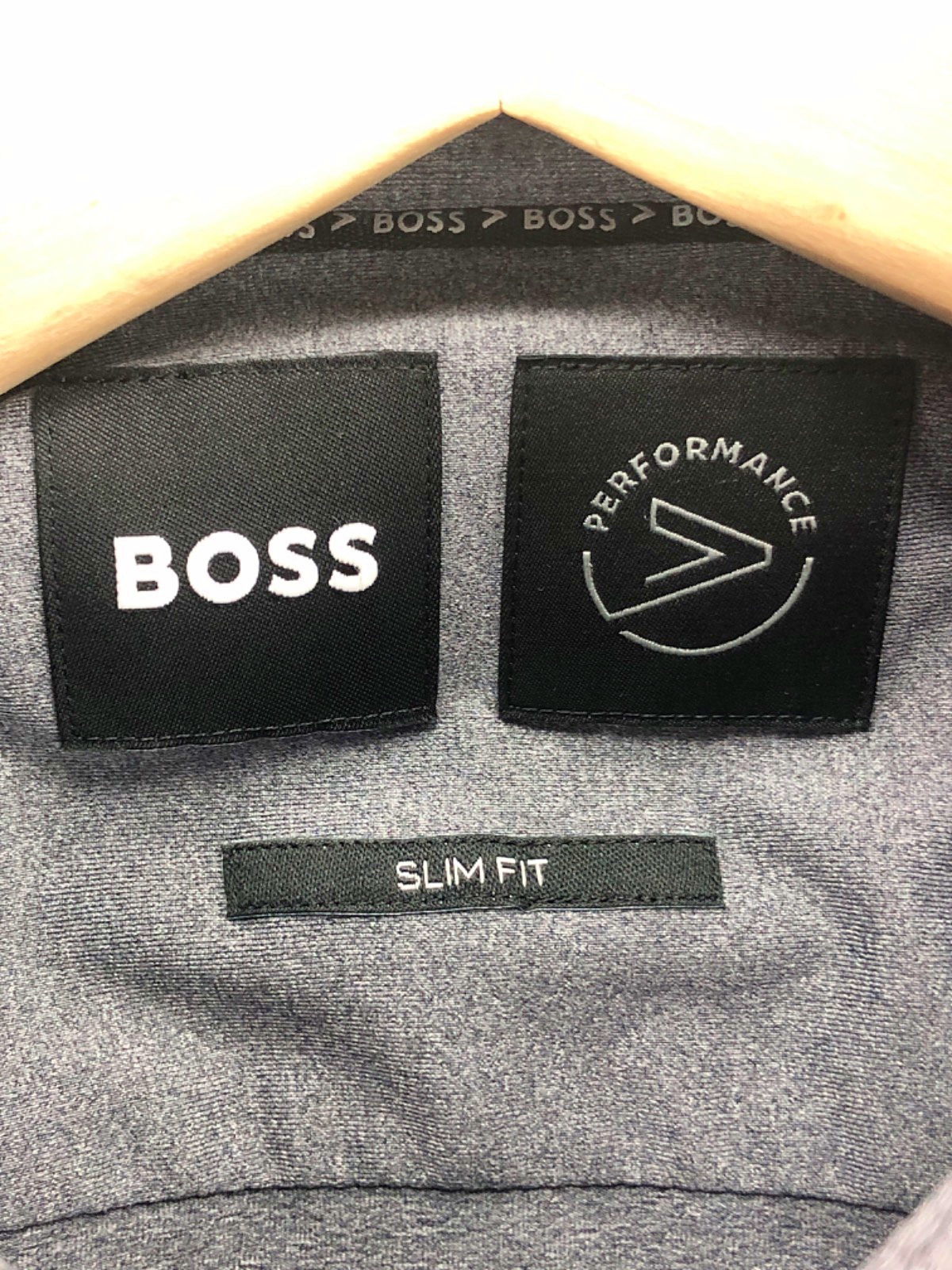 BOSS Grey Slim Fit Performance Shirt UK S/M