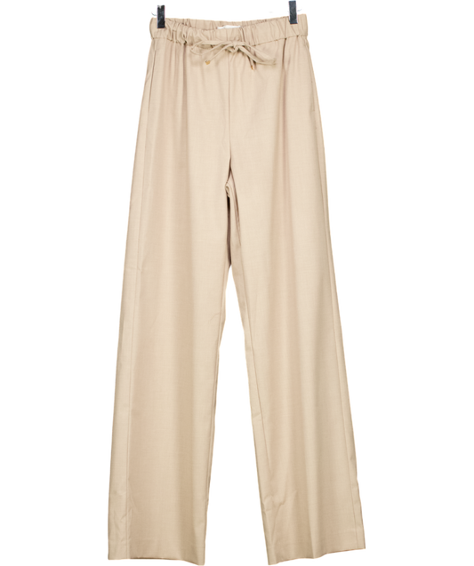 MANGO Beige Wideleg Trousers With Elastic Waist UK S