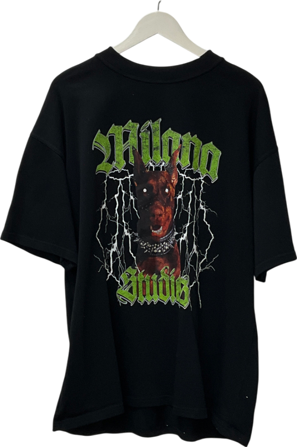 milana studios Black Heavyweight Graphic T-shirt. UK M