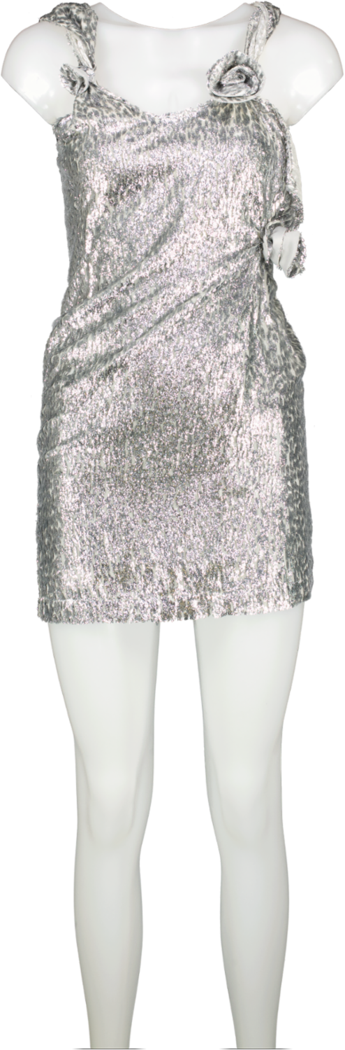 Coperni Appliqued Metallic Fil Coupe Voile Mini Dress UK XS