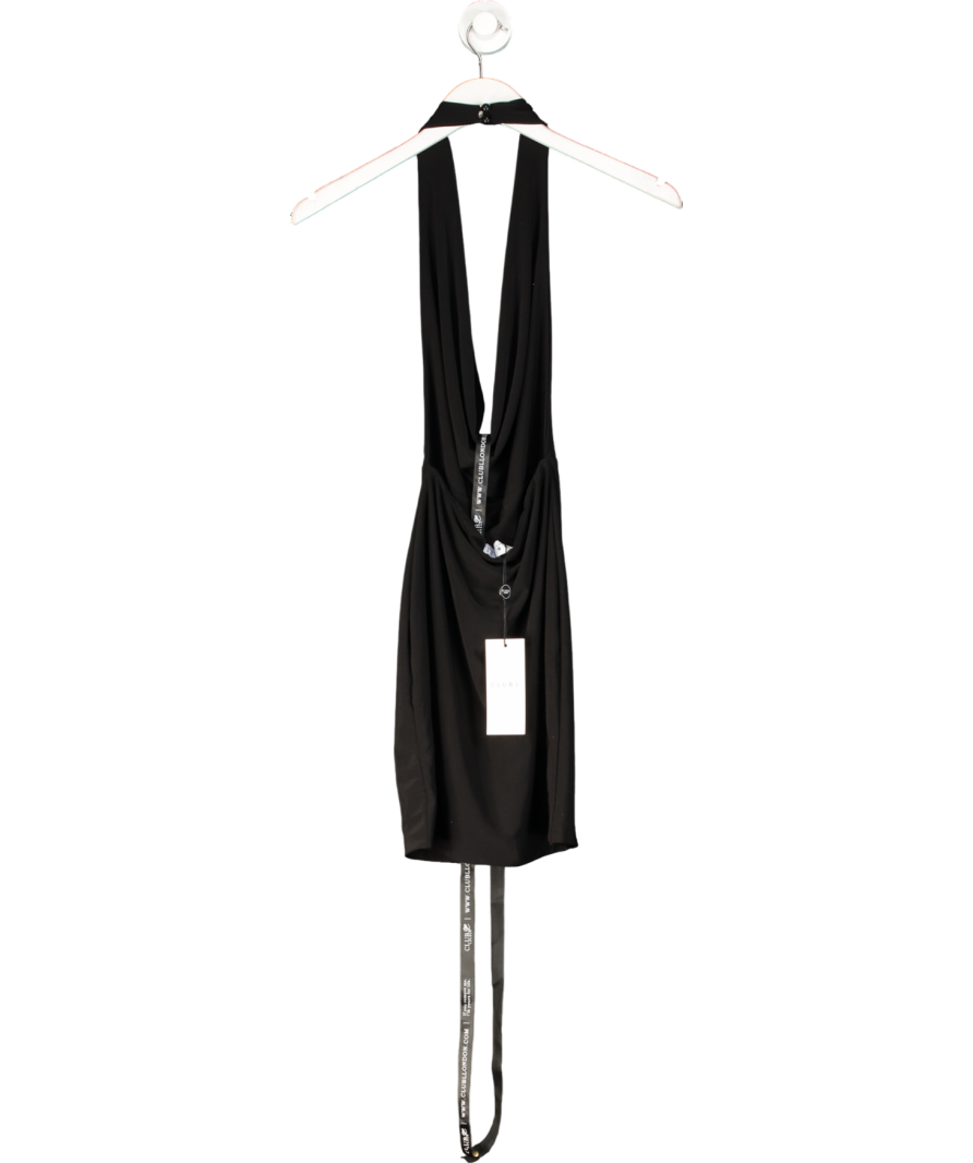 Club L Serenella Black Cowl Neck Mini Dress UK 8